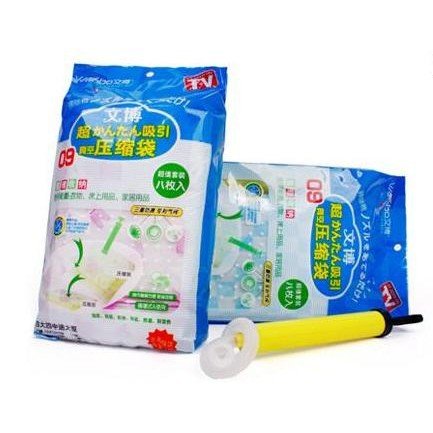 Bộ 8 túi hút chân không ( tặng kèm 1 bơm tay , bộ 8 túi hút chân không kèm bơm tay , bộ 8 túi hút chân không - tặng kèm bơm tay , bộ 8 túi hút chân không đựng quần áo kèm bơm