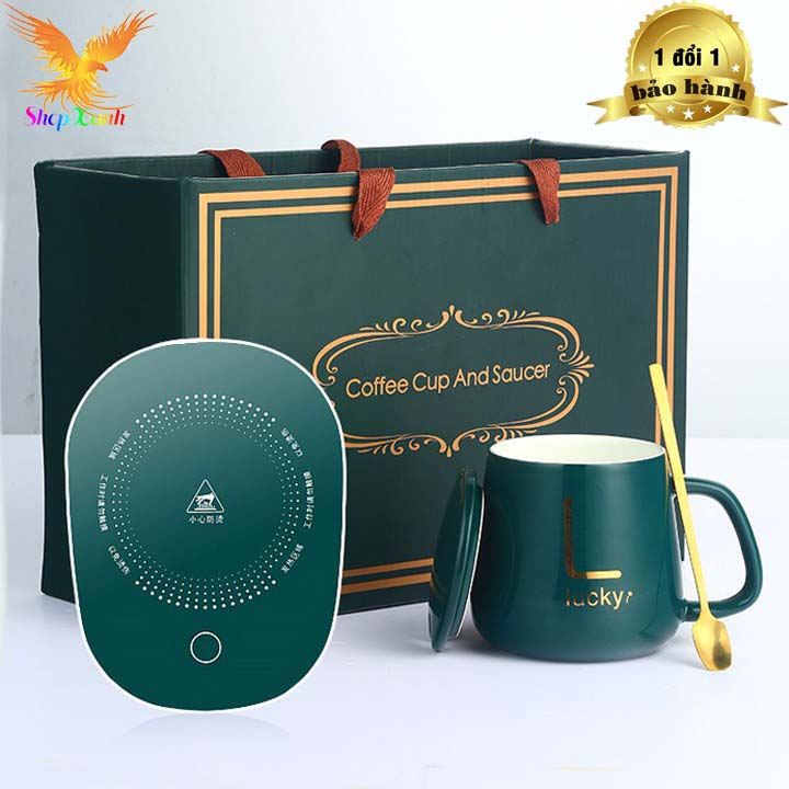 Bộ ly sứ kèm đế điện hâm nóng trà, cafe, hâm sữa