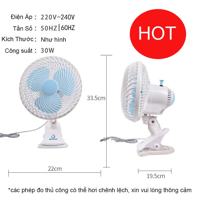 Quạt điện 220v kẹp xoay 180 siêu mát 20w cao 35cm