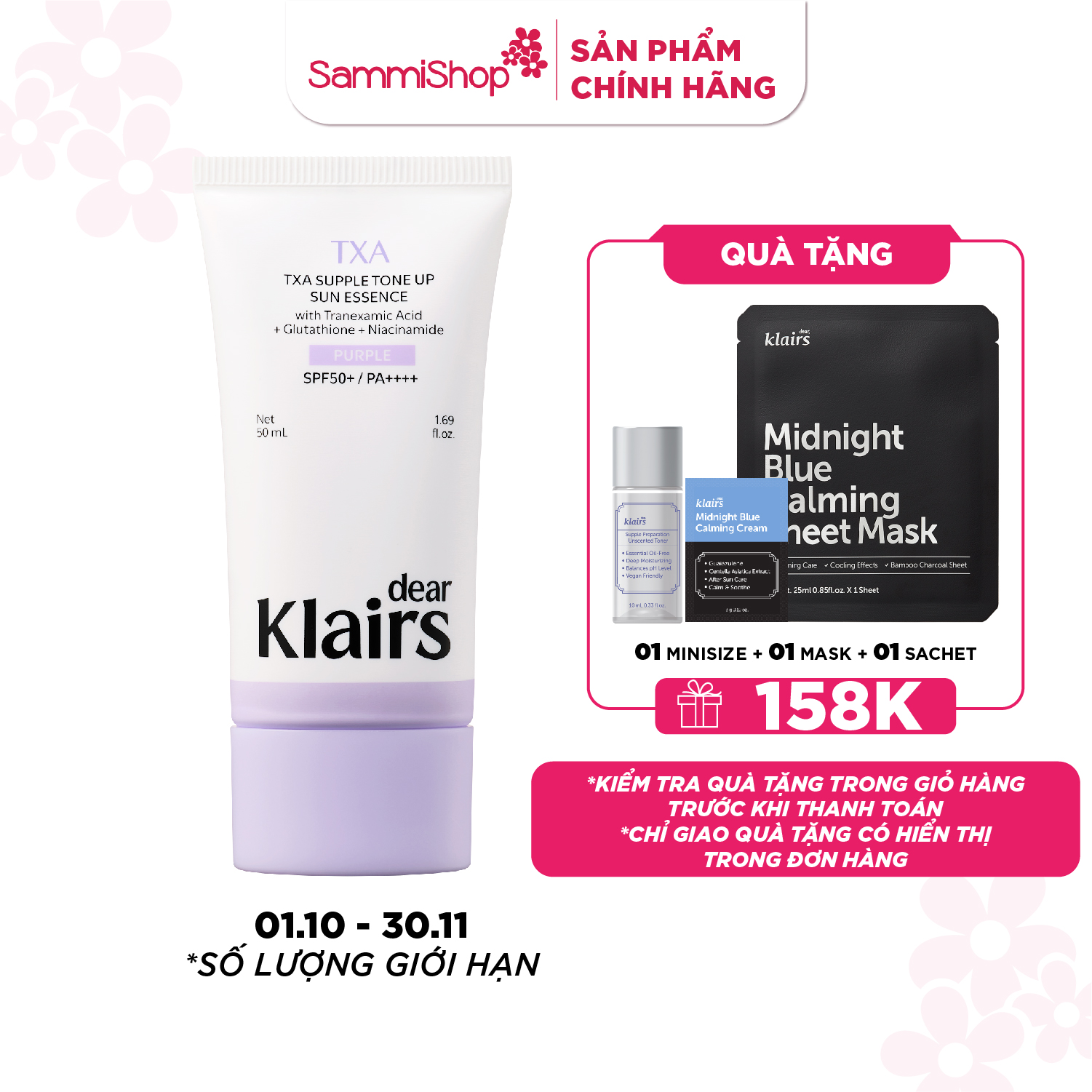 Dear Klairs Kem chống nắng TXA Supple Tone Up Sun Essence SPF50+ PA++++ 50ml