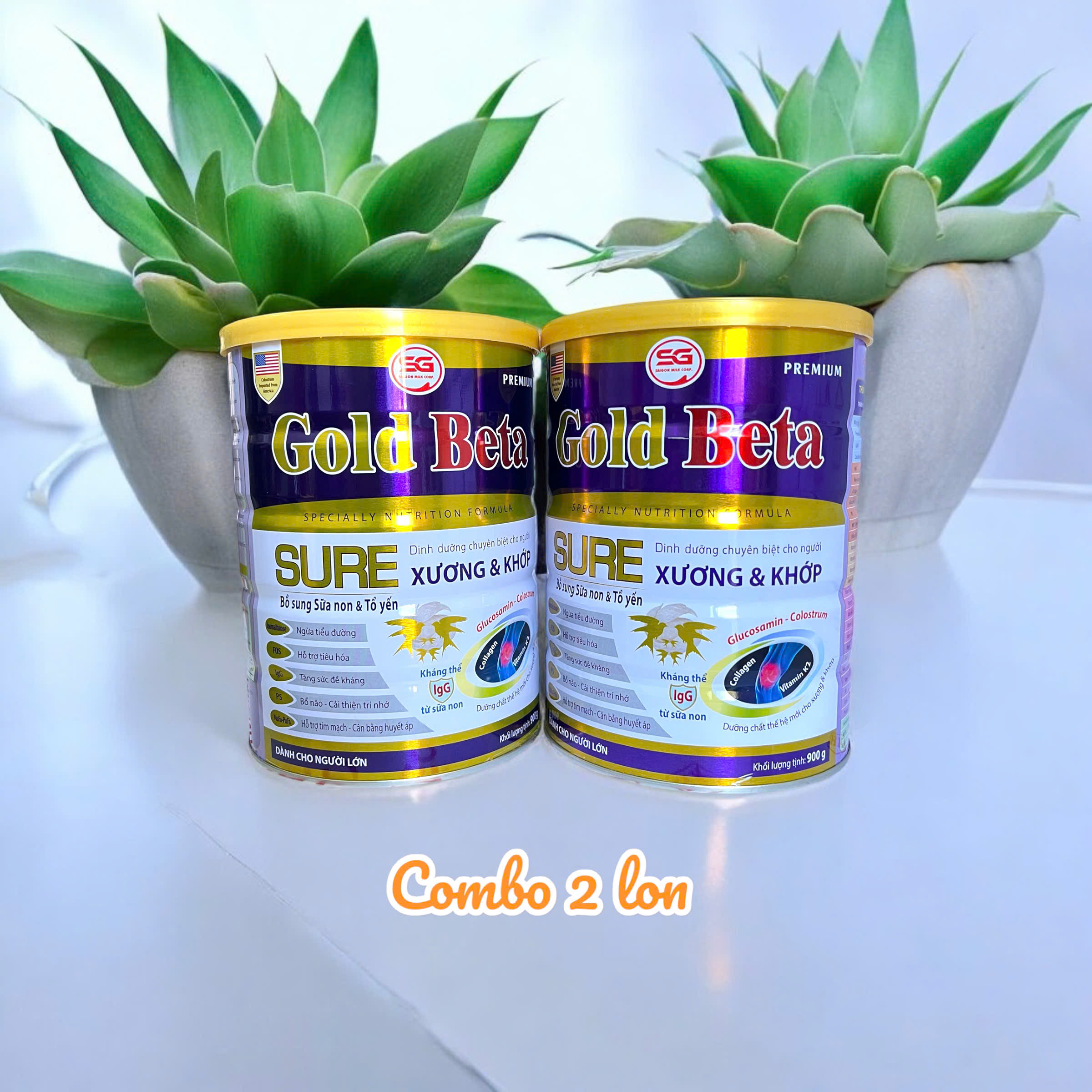 [COMBO 2 LON] Sữa cho người già ĐẶC BIỆT CHO XƯƠNG KHỚP - Sữa Gold Beta Sure 900g - Sữa cho người già Ngăn ngừa Loãng Xương - Sữa người già - Sữa dành cho người già