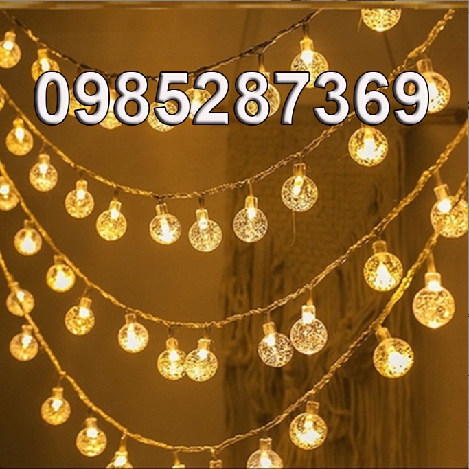 Dây đèn chớp tắt bi bọt đủ màu 10m 50 bóng, dây đèn trang trí chống nước, đèn trang trí noel