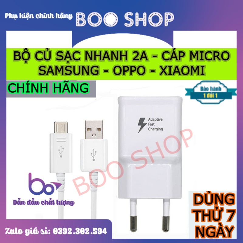[ CHÍNH HÃNG ] BỘ CỦ CÁP SẠC NHANH 2A SAMSUNG  OPPO - XIAOMI , CHÂN MICRO - BH 12 THÁNG 1 ĐỔI 1
