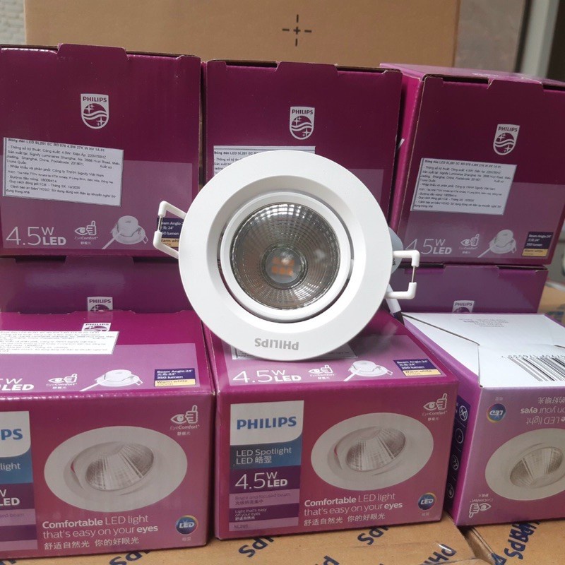 Đèn led âm trần chiếu điểm Philips, spotlight dòng SL201, thay đổi góc chiếu theo 1 trục - hàng chính hãng
