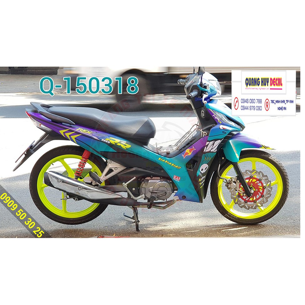 Tem trùm wave rsx cá mập xanh tím shark, team trùm wave đẹp, độ tem wave, tem dán xe máy wave, decal wave, tem trùm wave rẻ đẹp