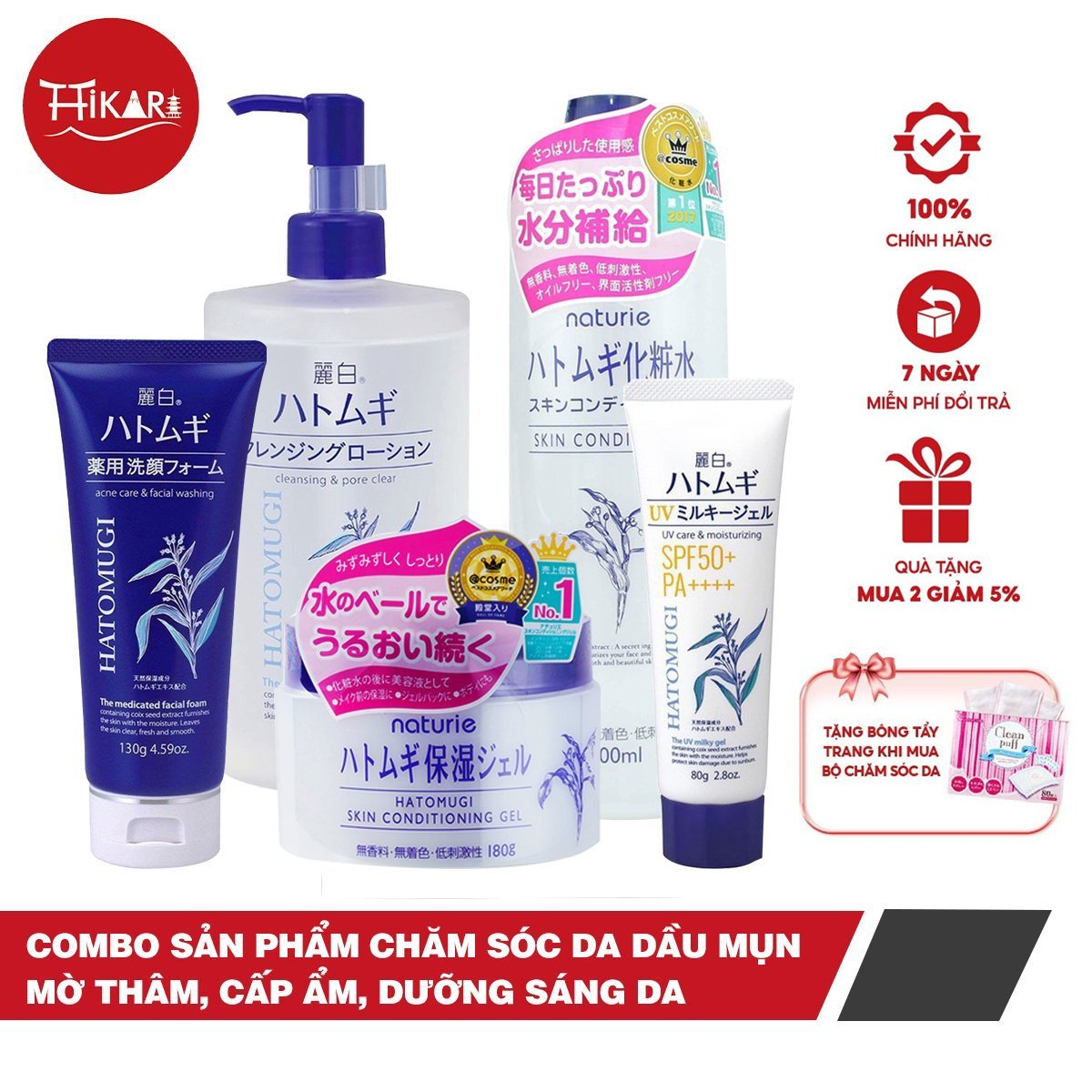Combo sản phẩm chăm sóc da dầu mụn mờ thâm cấp ẩm dưỡng sáng da