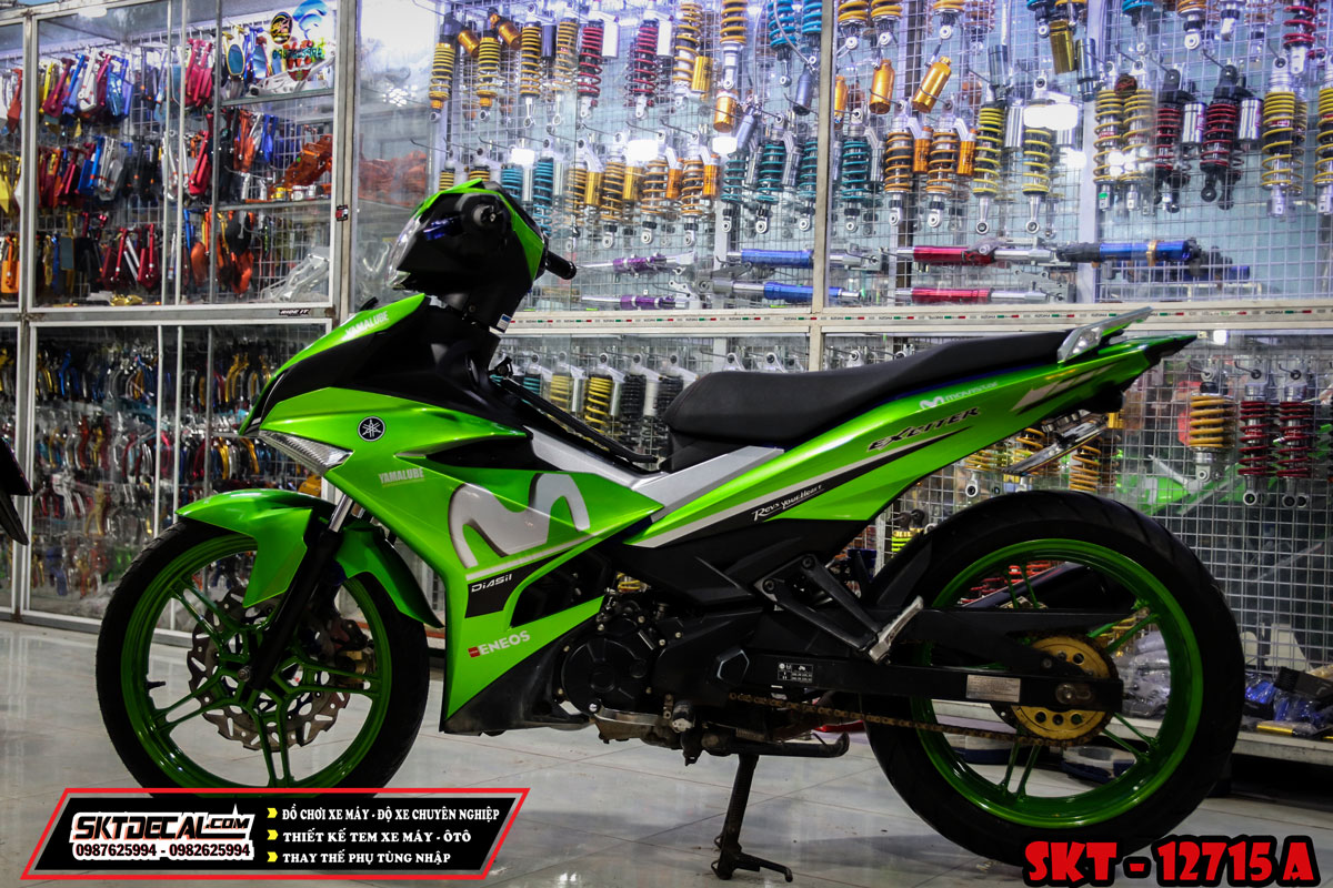 Tem trùm Xe Exciter 150 Movistar Xanh Bạc