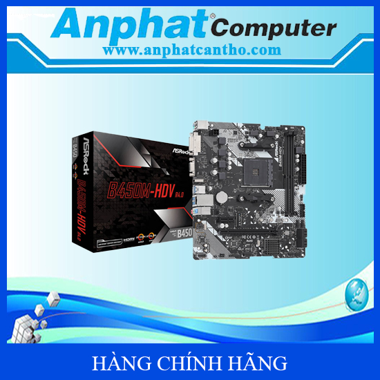 Bo mạch chủ main asrock b450m - hdv r4.0 hỗ trợ hệ điều hành microsoft, windows 10, 11 - hàng chính hãng