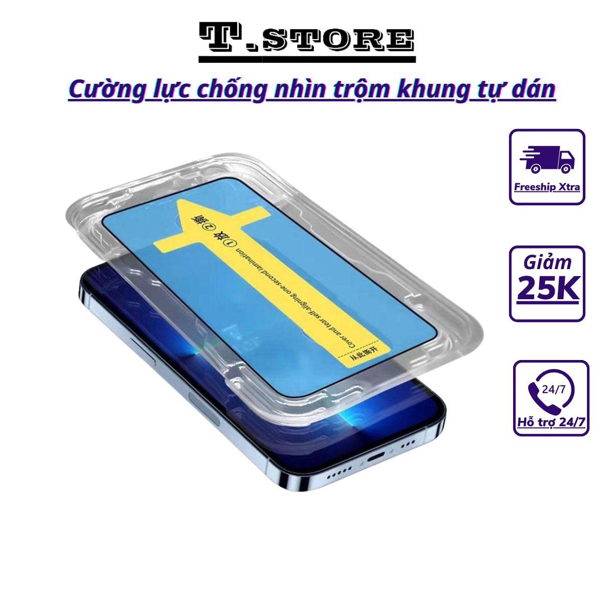 Cường lực chống nhìn trộm KingKong khung tự dán cho IP x/xs/xsm/11/12/13/14/pr/prm - TShop