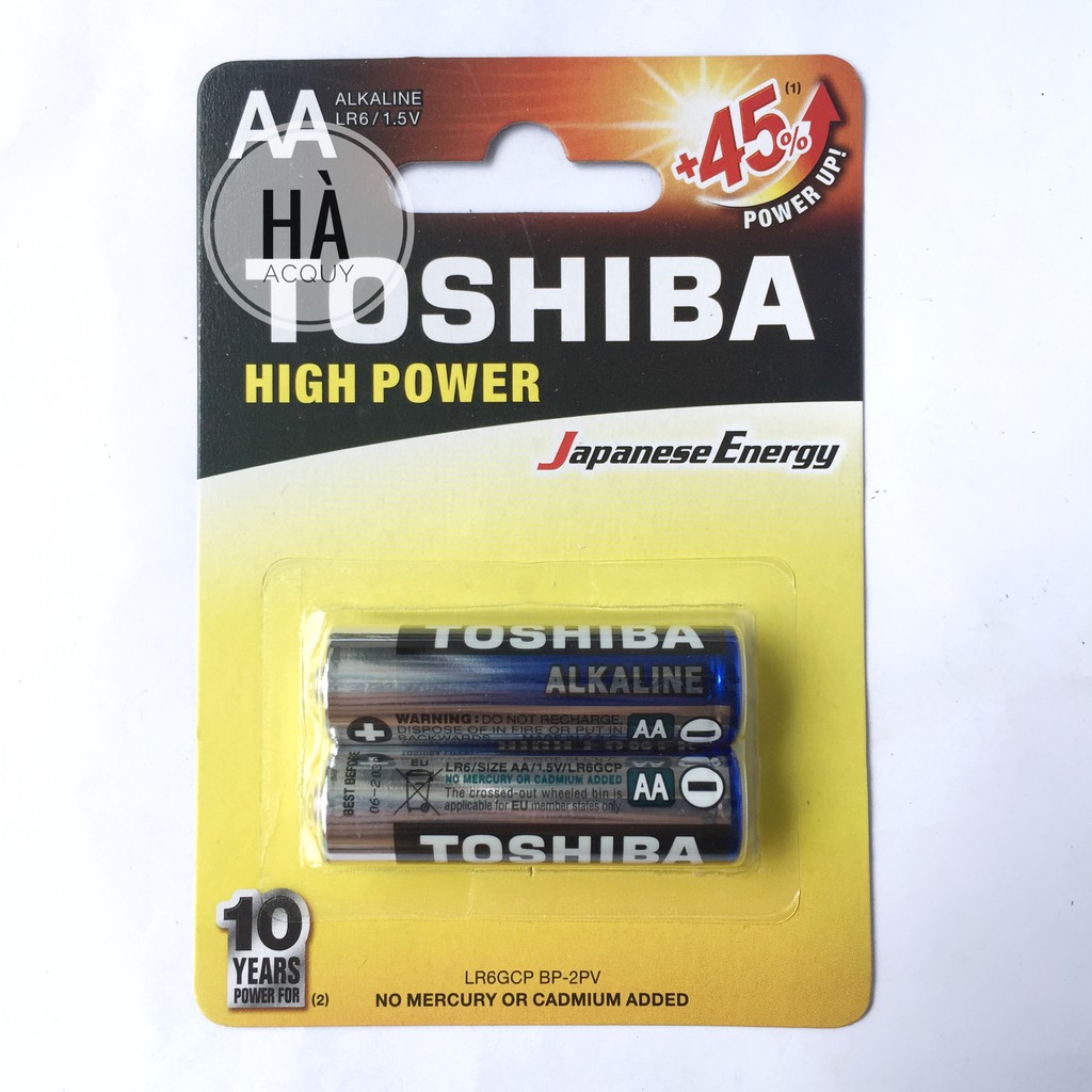2 viên pin aa alkaline toshiba high power, 1.5v - chính hãng