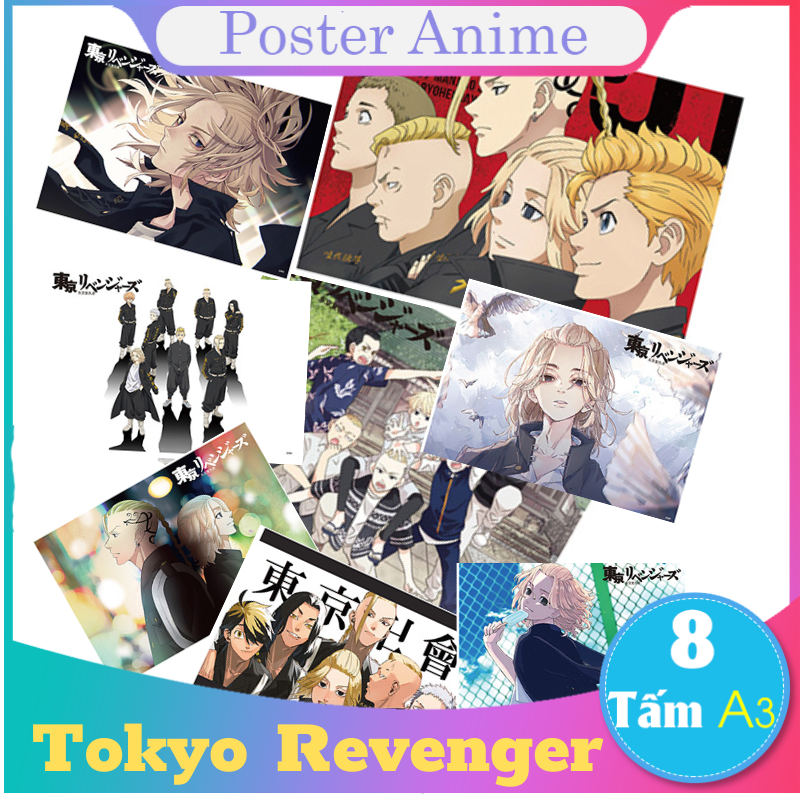[Hiếm] Set 8 tấm tranh poster to A3 Tokyo Revengers anime siêu chất
