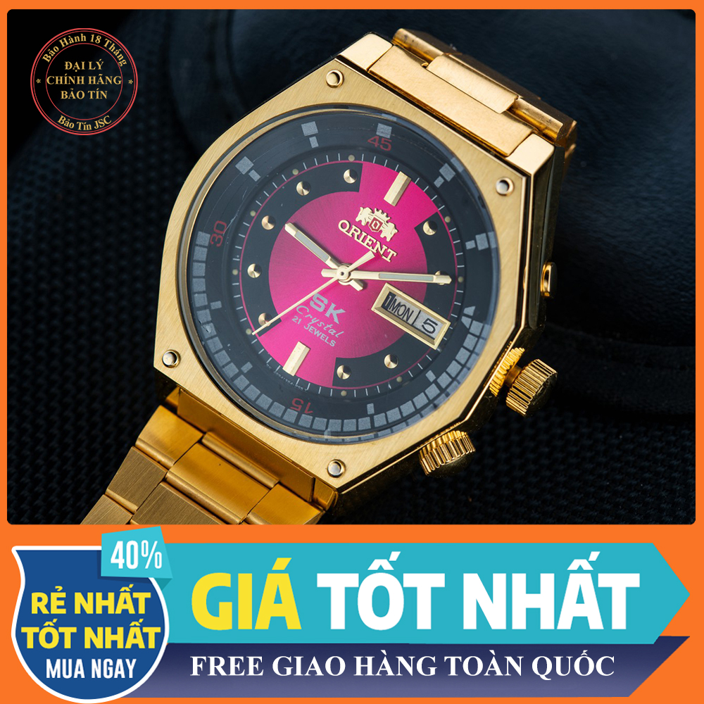 { RẺ VÔ ĐỐI }{ BẢO TÍN ĐỒNG HỒ SHOP SỊN LAZADA } Đồng Hồ Orient Sk Mặt Lửa Automatic Japan Mạ Vàng 18k + Thẻ bảo hành + Box Orient