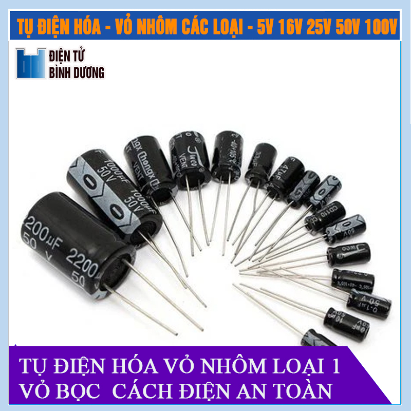 Combo 10 chiếc tụ hóa 50v 47uf 50v 33uf 50v 10uf 4.7uf mới