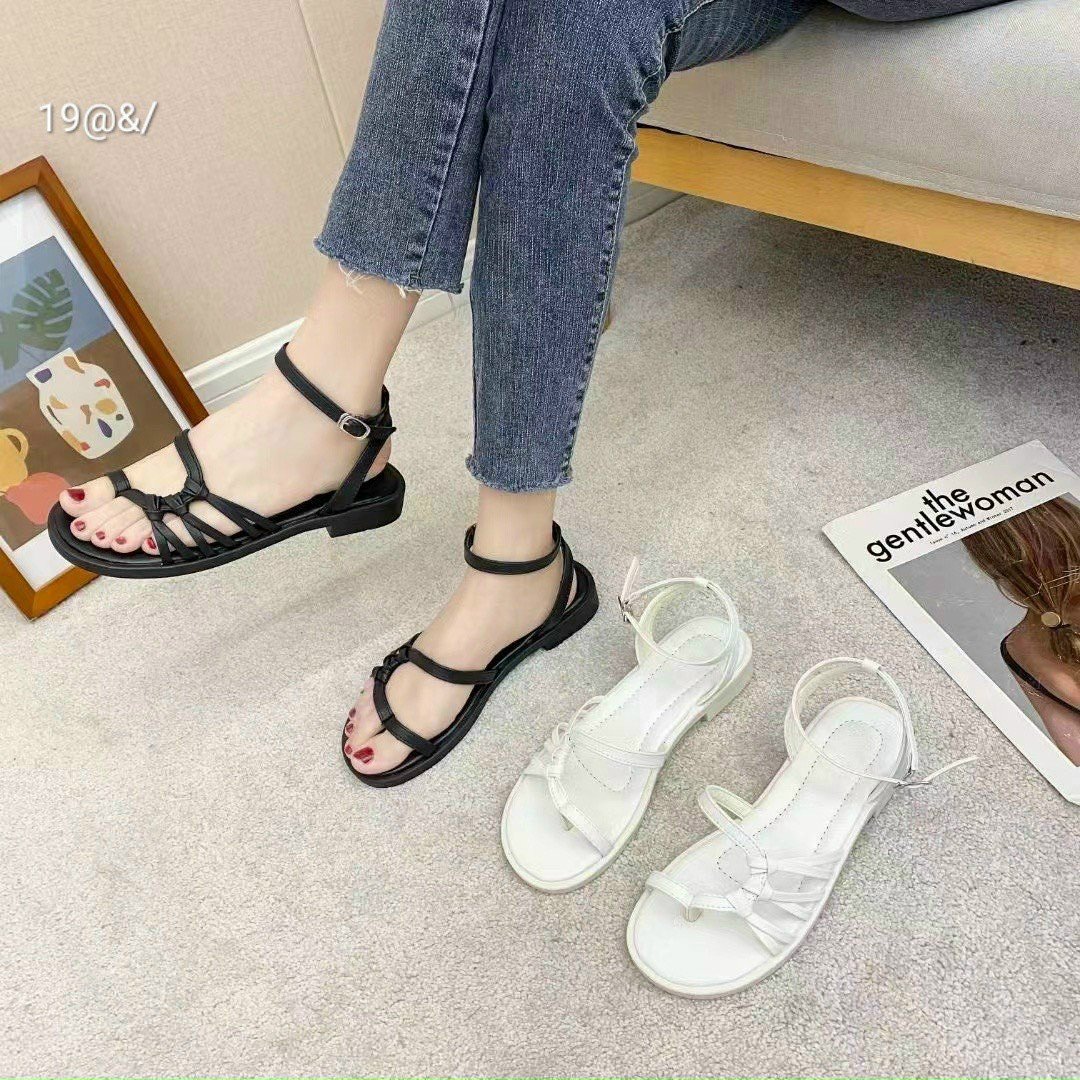 Giày sandal nữ đế thấp nút thắt bên hong có size lớn 35-42