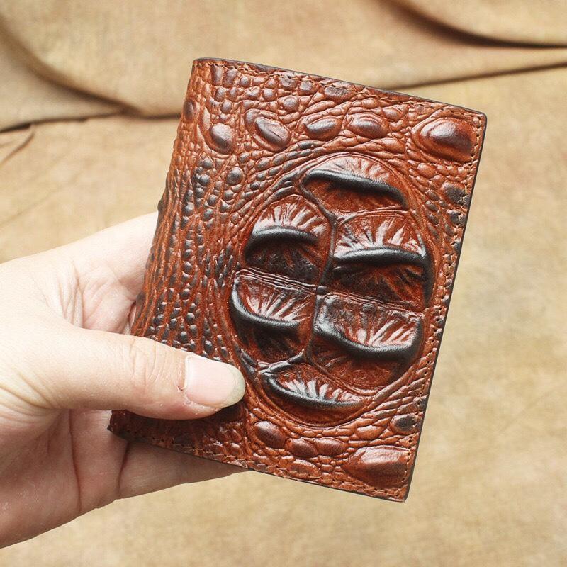 [HCM]Bóp Cá Sầu Ví Da Bò Dập Vân Cá Sấu