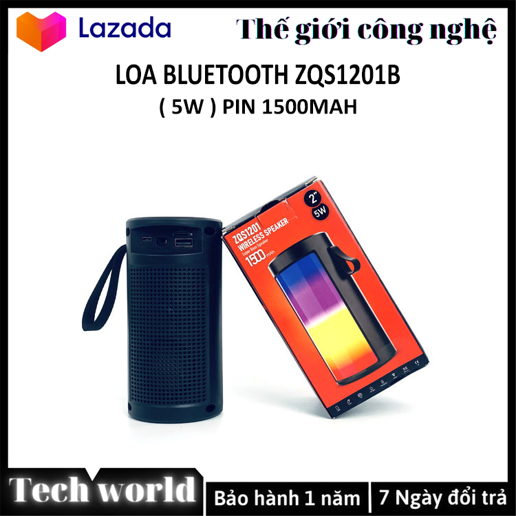 Loa bluetooth loa bluetooth zqs1201b pin 1500mah , loa nghe nhạc công suất lớn 5w, loa bass mạnh, treble rời, sử dụng với máy tính, vi tính, laptop, pc, tivi bluetooth 5.1