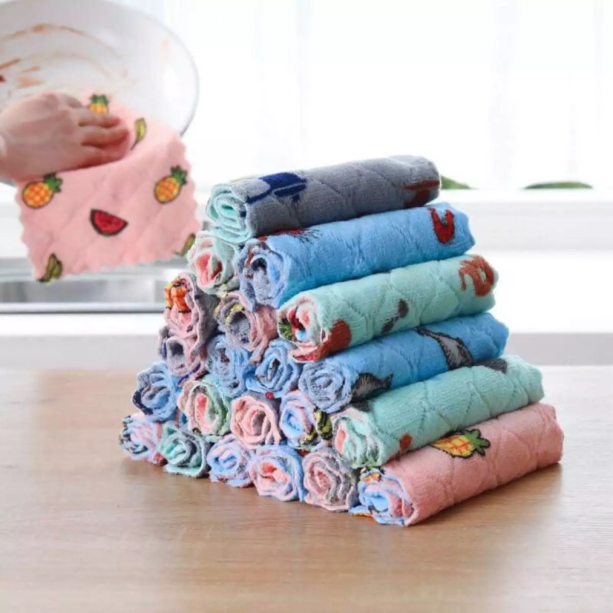Set 2 khăn đa năng in hình 2 mặt - khăn lau bếp, bát đĩa, cốc chén siêu mềm mịn siêu thấm hút lau bếp, lau chén đĩa - khăn đa năng in hình 2 mặt - khăn lau bếp, bát đĩa, cốc chén siêu mềm mịn siêu thấm hút lau bếp, lau chén đĩa