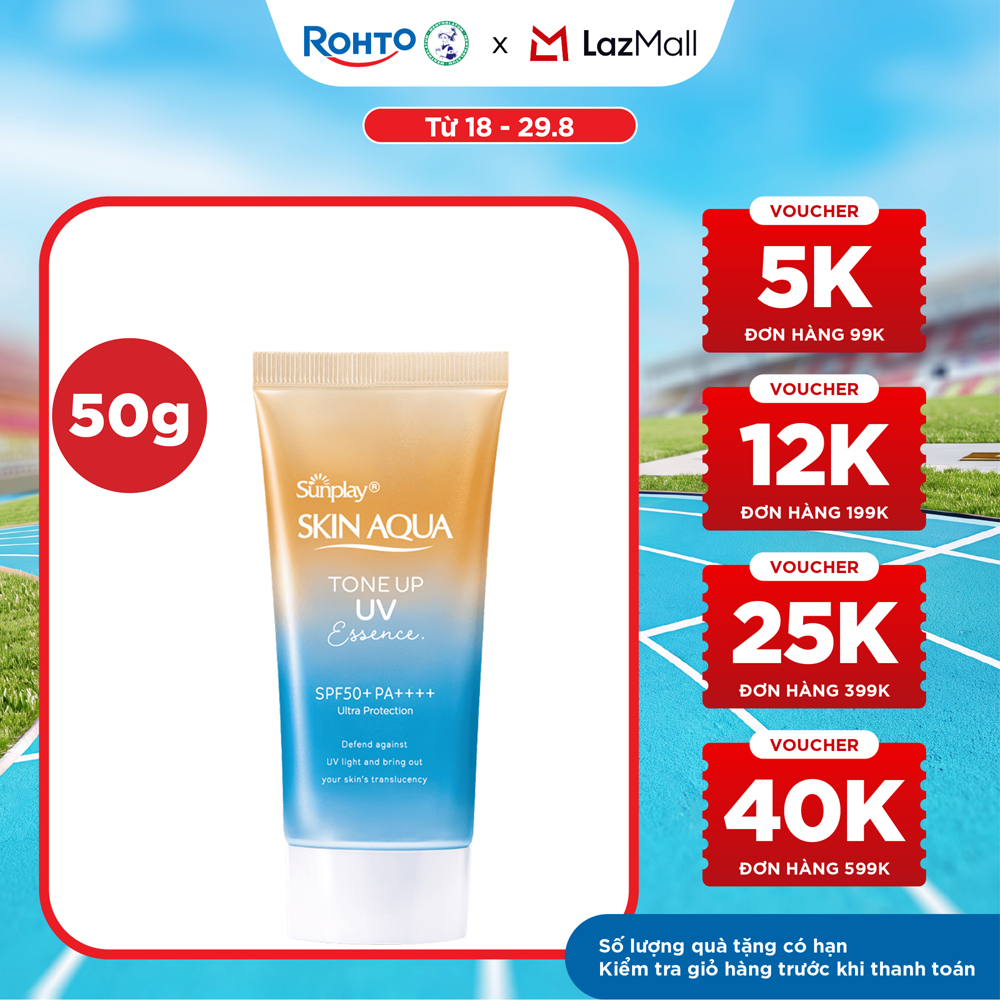 Kem chống nắng nâng tông Skin Aqua Tone up Latte Beige cho mọi tông da, dạng tinh chất Sunplay Skin Aqua Tone Up UV Essence Latte Beige SPF 50+ PA++++ 50g
