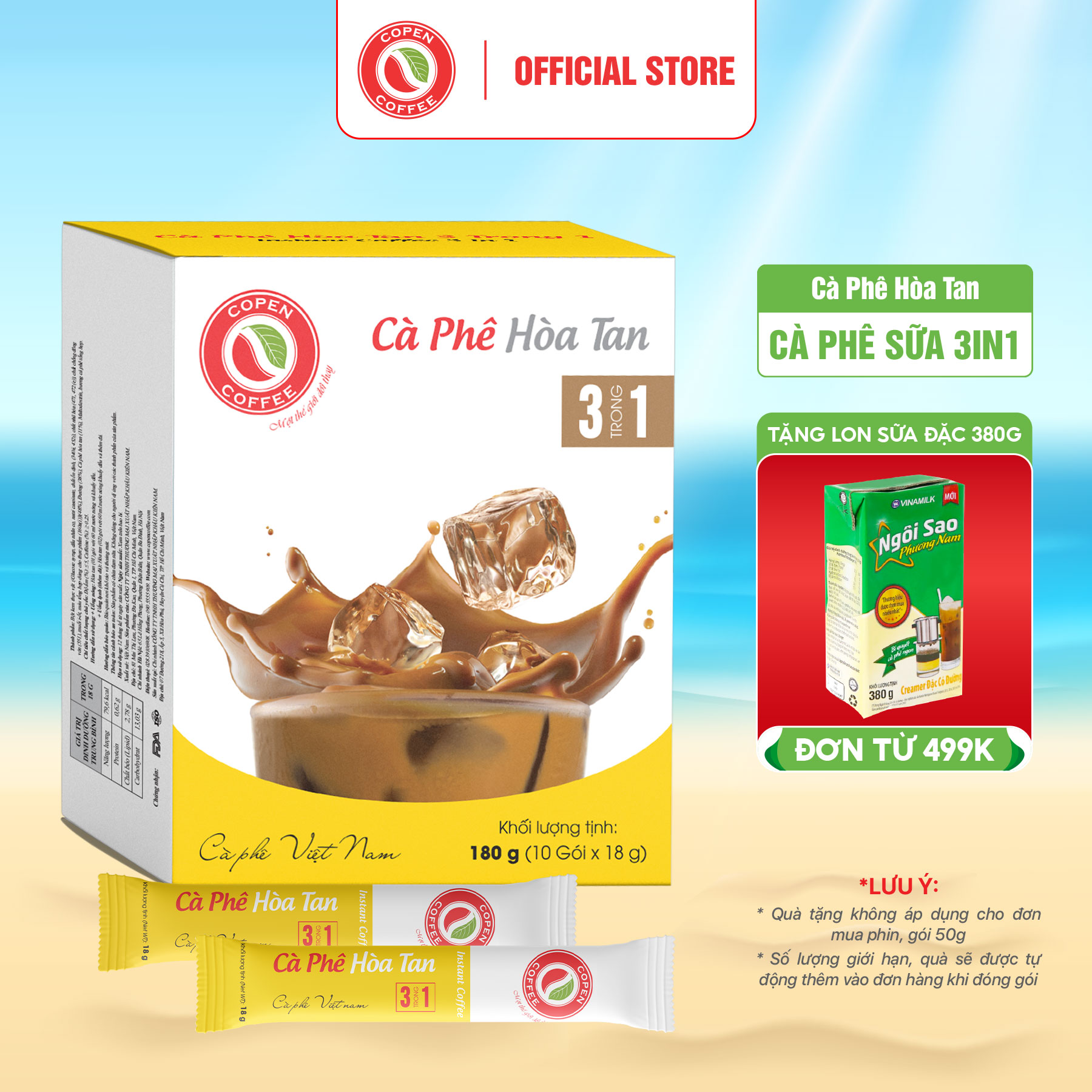 Hộp Cà phê sữa hòa tan Copen Coffee 3 trong 1 180g