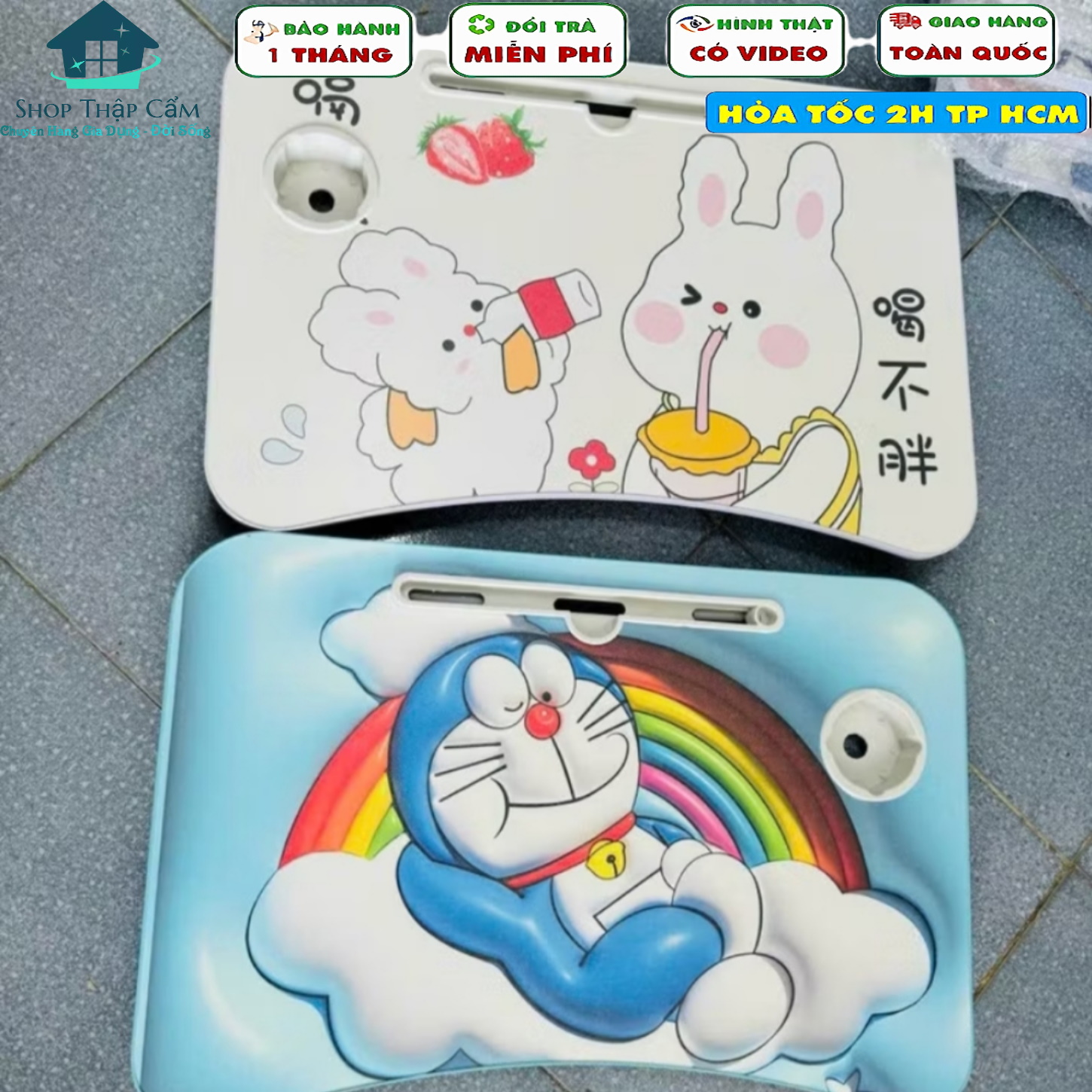 Bàn học gỗ gấp gọn có khe để ly nước, ipad điện thoại tiện dụng kích thước 60 x 40 - có màu đen