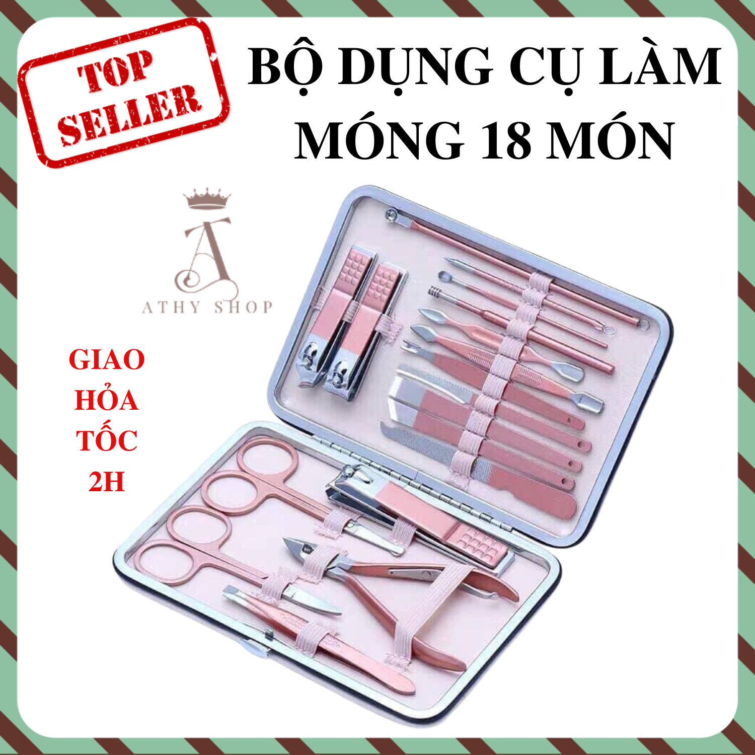 BỘ LÀM MÓNG 18 MÓN combo dụng cụ làm nail chuyên nghiệp nailcare manicure đồ nghề nails ATHY SHOP