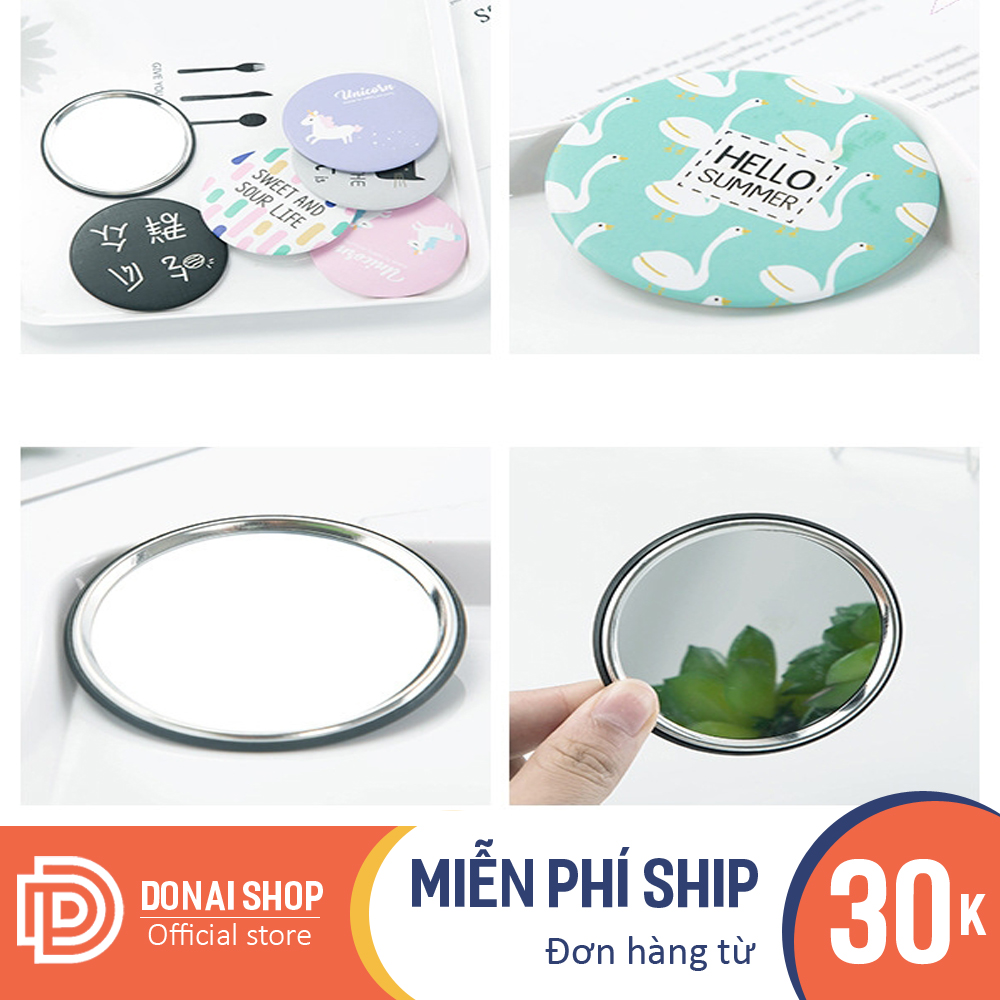 Gương mini tròn bỏ túi xách, dùng son môi, trang điểm, chỉnh marcara kiểu dáng Hàn Quốc 11.GMM.DONAI