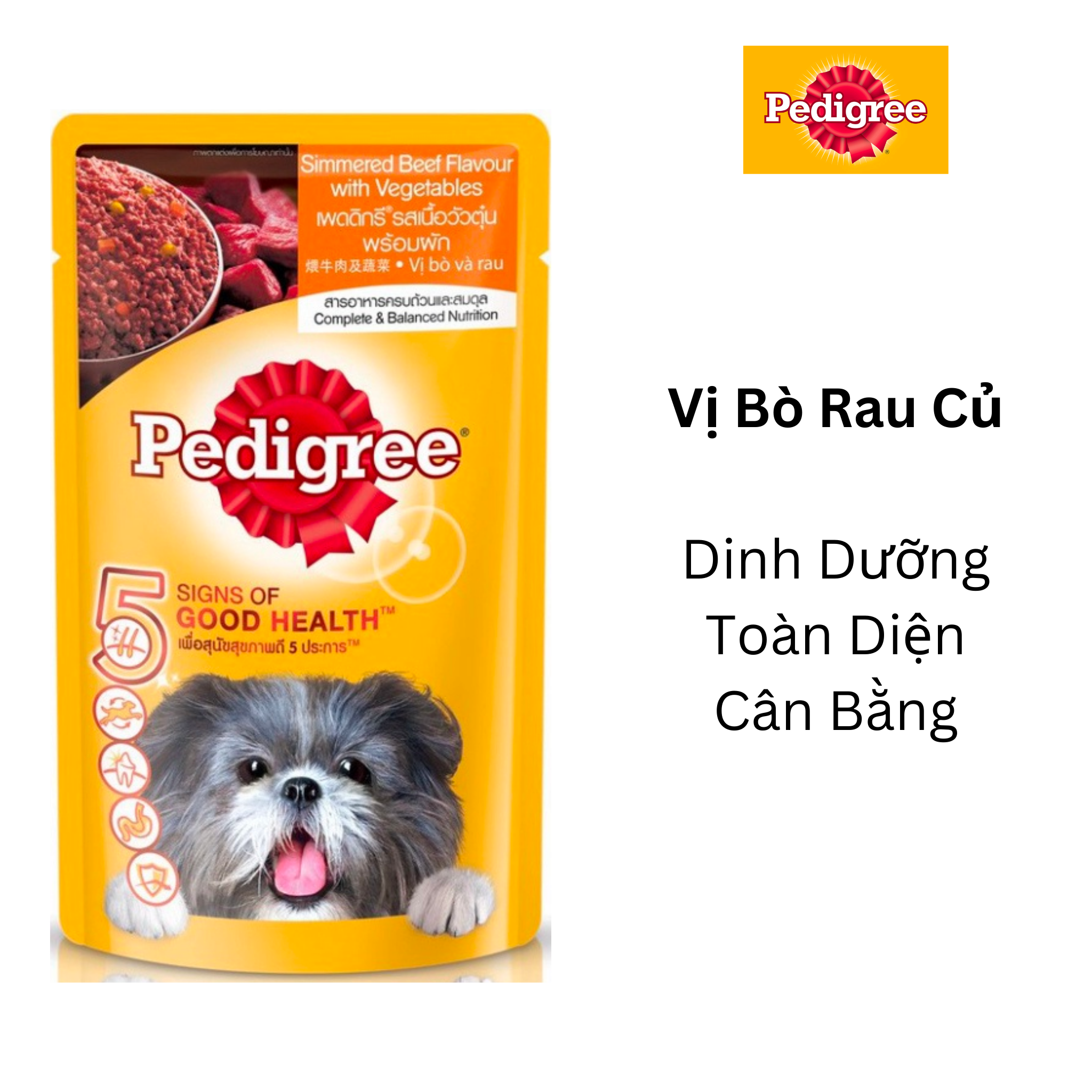 Sốt cho chó lớn Pedigree vị bò rau trứng và rau túi 130