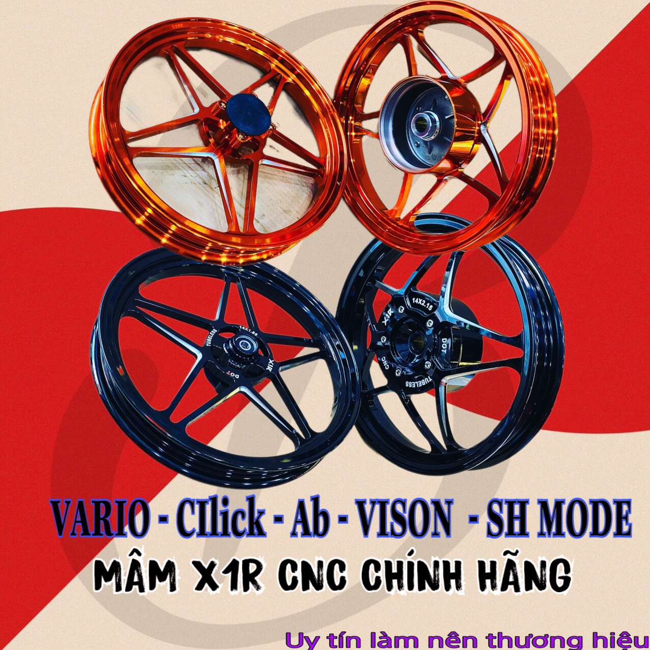 Mâm cnc x1r cho xe vario , click , ab , vison , sh mode ... chính hãng