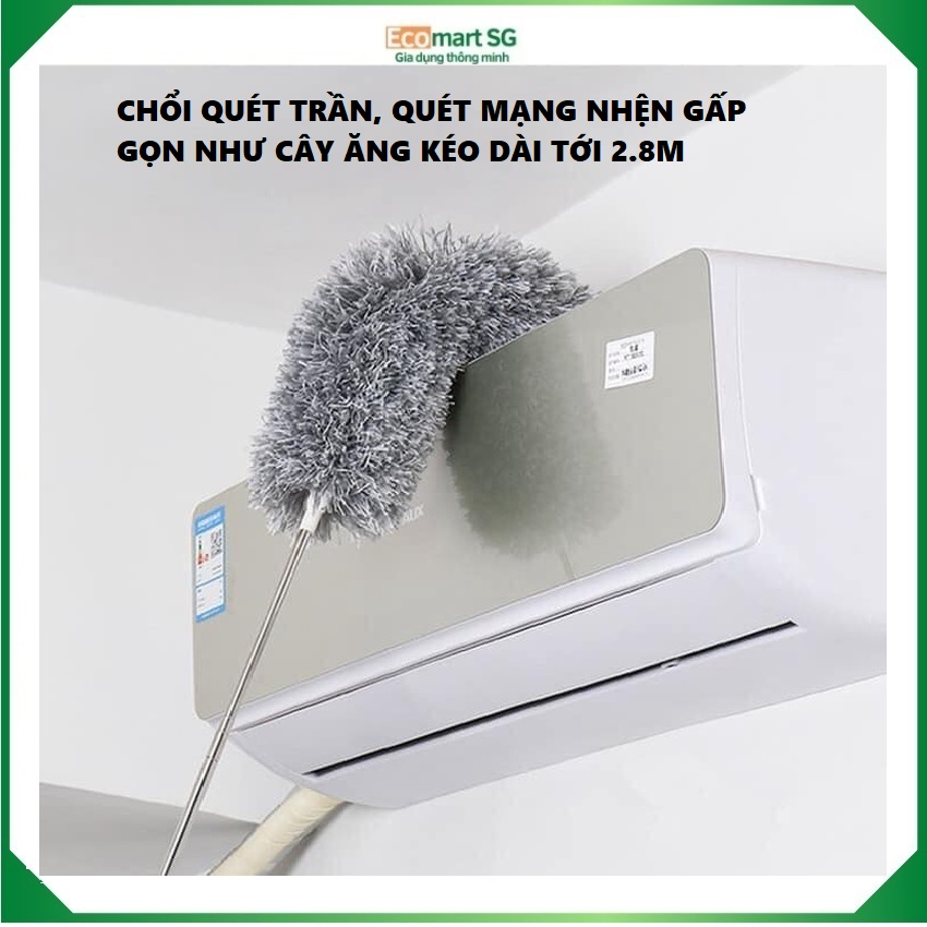 chổi quét trần gấp gọn thông minh chổi quét mạng nhệnh gấp gọn 80 cm kéo dài tới 28m Ecomart Sài Gòn