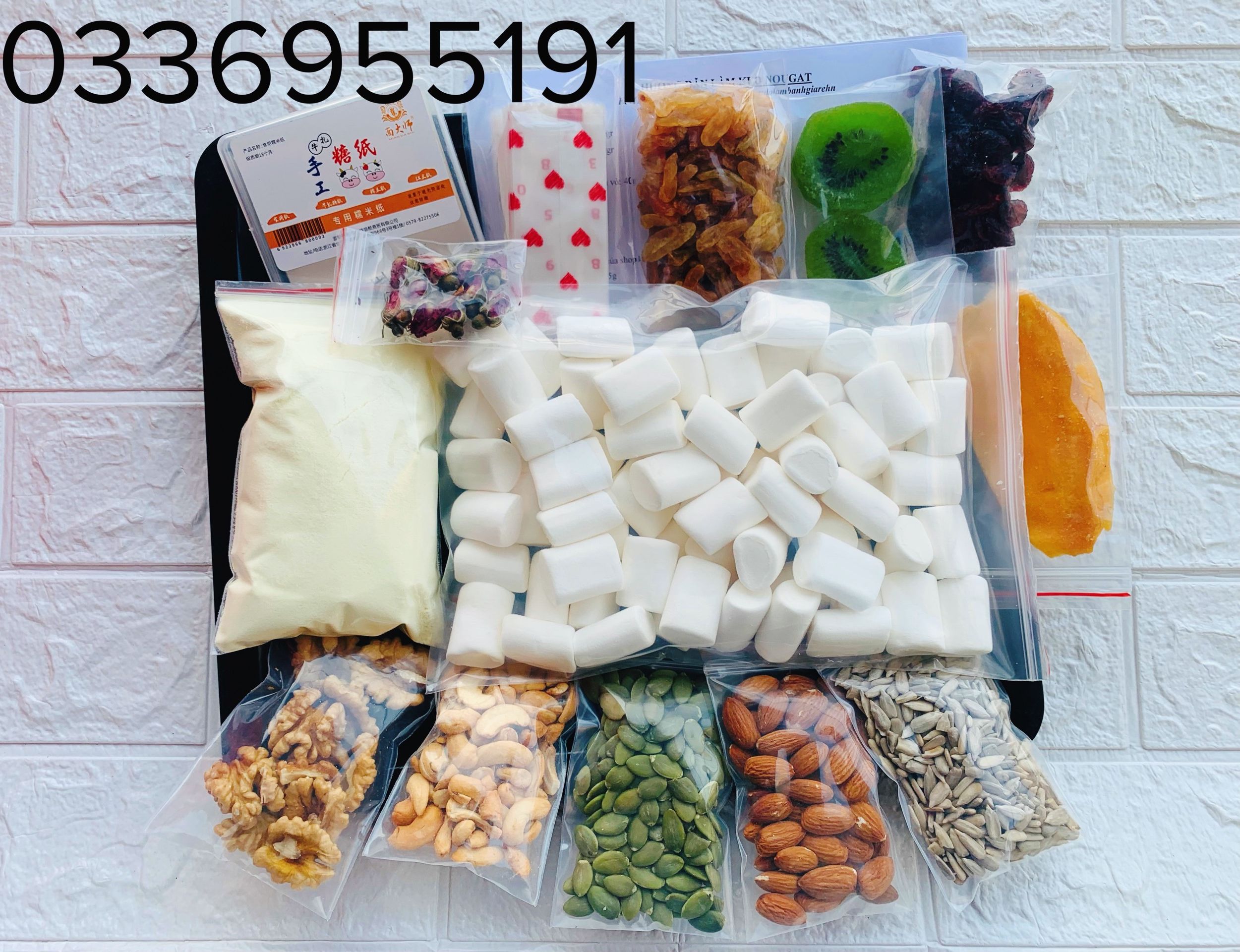 Set nguyên liệu tự làm kẹo Nougat( Kẹo Hạnh Phúc)