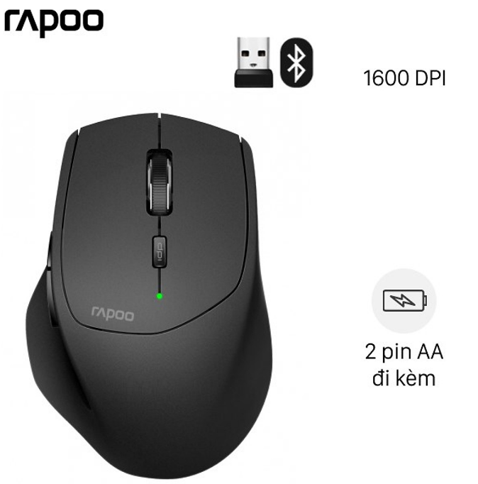 Chuột không dây bluetooth rapoo mt550 tối đa 4 thiết bị 3 chế độ kết nối - hàng chính hãng