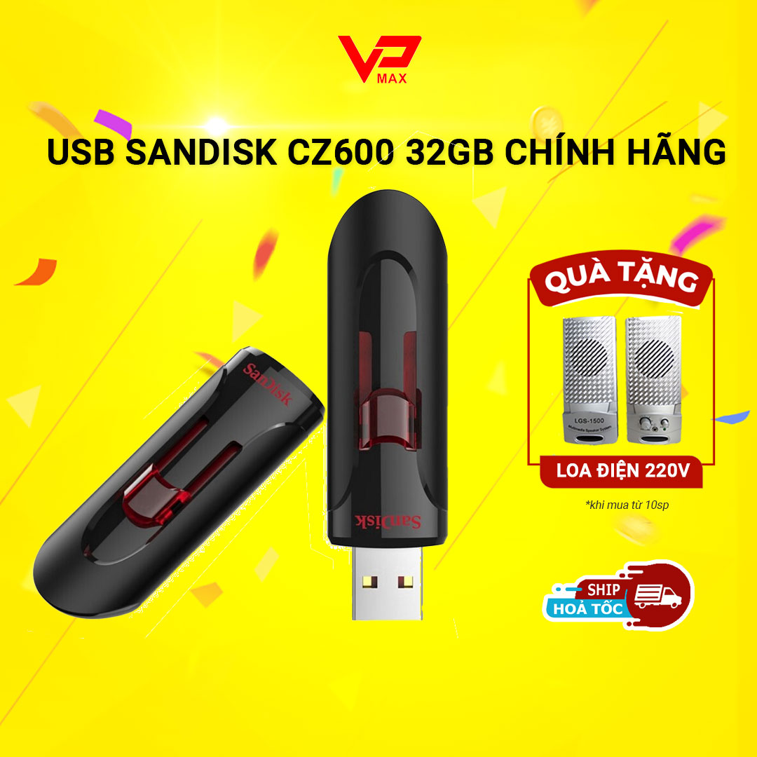 USB 16GB 32GB Sandisk 3.0 Cruzer Glide CZ600 dạng trượt BH 5 năm - vpmax