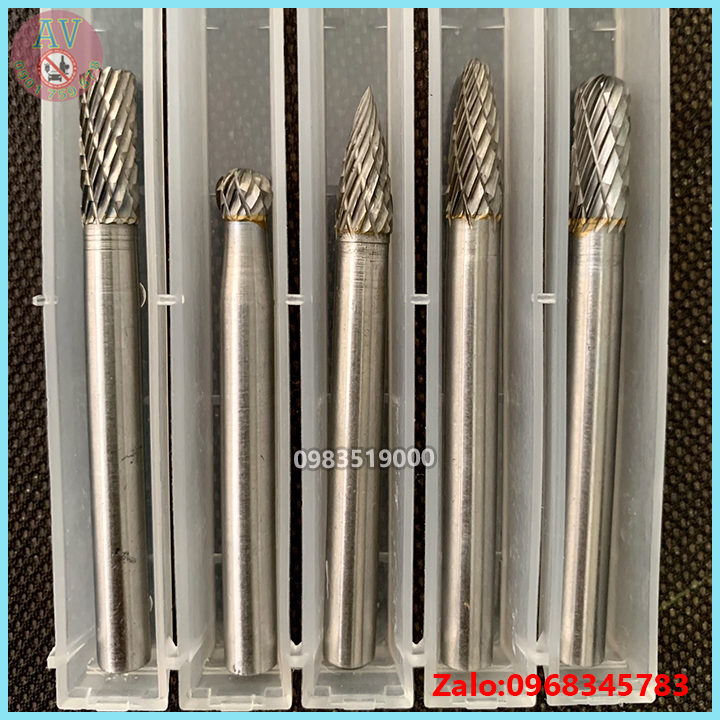 Bộ 5 mũi mũi khắc mài vonfram cao cấp trục 6mm bộ 5 mũi