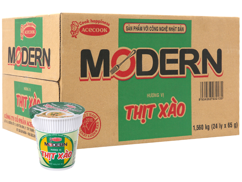 Thùng 24 ly mì Modern vị Thịt xào cực ngon