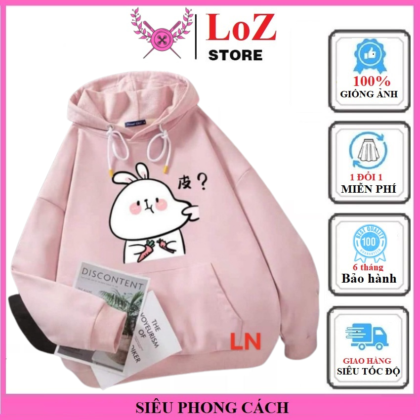 [ SIÊU PHONG CÁCH ] Áo sweater nam nữ phong cách in thỏ bẹo má. LOZITAR . { HÀNG ĐẸP }Vải Bông Nỉ Dễ Phối Đồ Cho Mùa Đông Ấm Áp