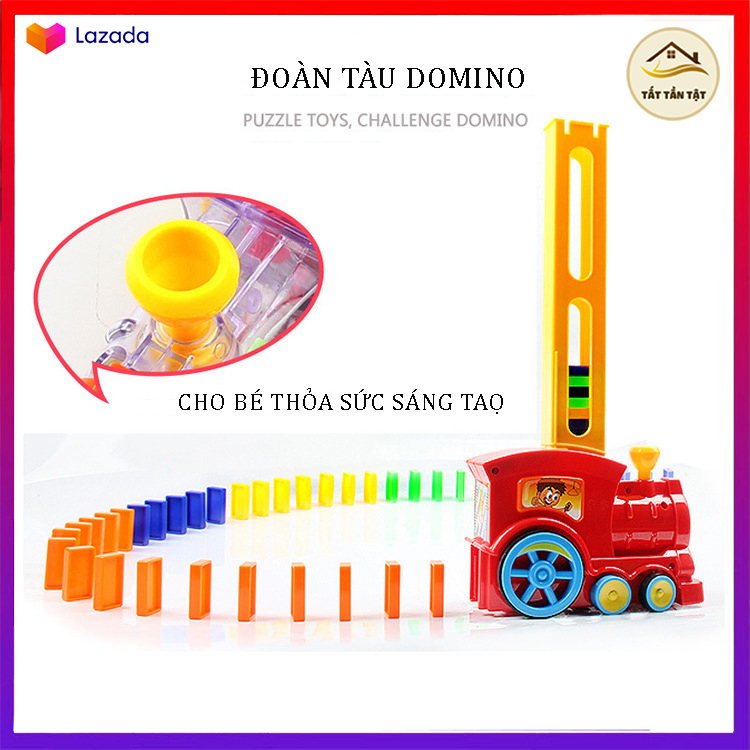Xe lửa nhả domino, đoàn tàu hỏa xếp domino tự động cho bé thỏa sức sáng tạo