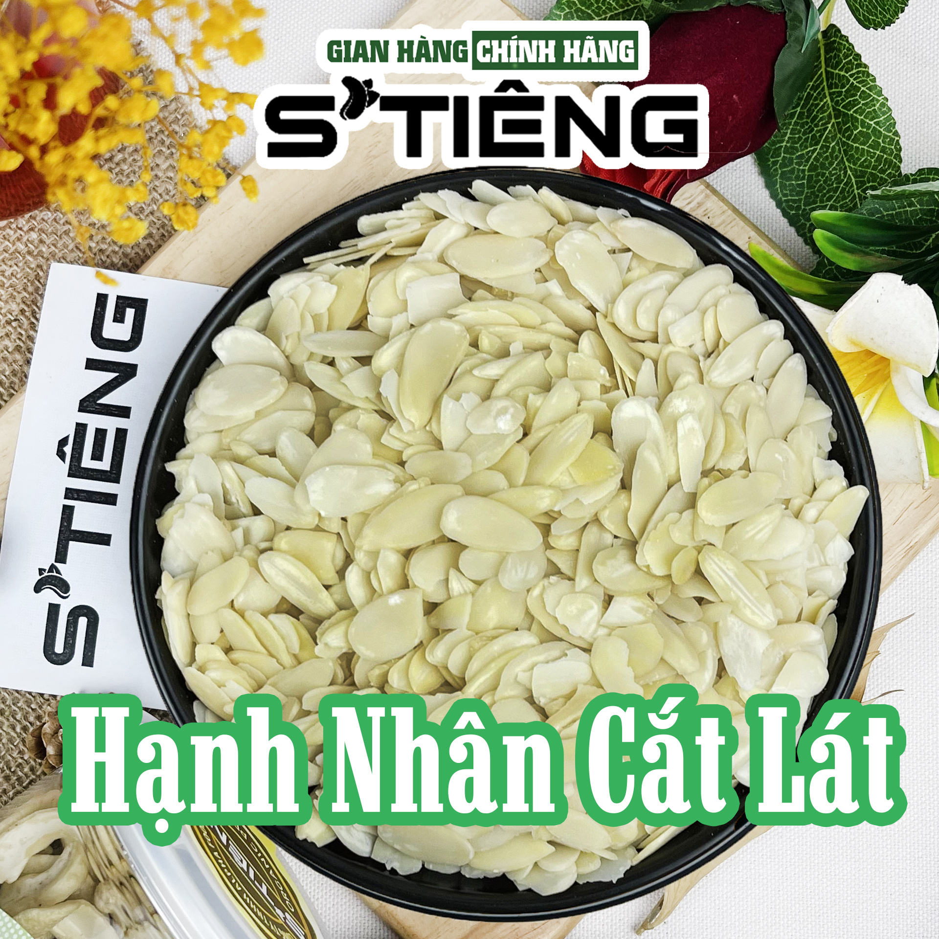 Hạt hạnh nhân cắt lát tươi sống stiêng
