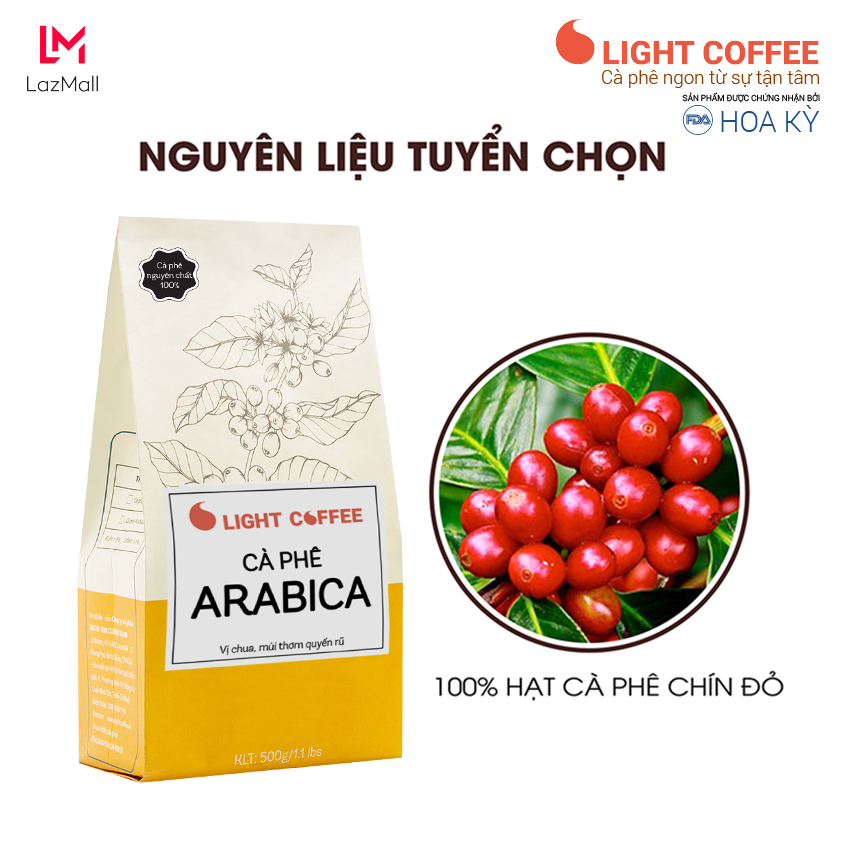 Cà phê Arabica Qúy Phái Light Coffee, cà phê bột, cà phê hạt vị chua thanh, đắng nhẹ, dùng pha phin, pha máy, đặc biệt 100% cafe nguyên chất, không tẩm ướp, không hương liệu – Gói 500g - Lựa chọn hương vị yêu thích TOP BÁN CHẠY