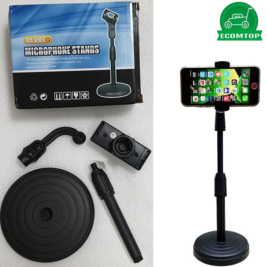 Giá đỡ điện thoại livestream để bàn, kẹp lưng xoay 360 độ, đế chân tròn để bàn, đế nặng siêu chắc chắn tại shop Ecomtop