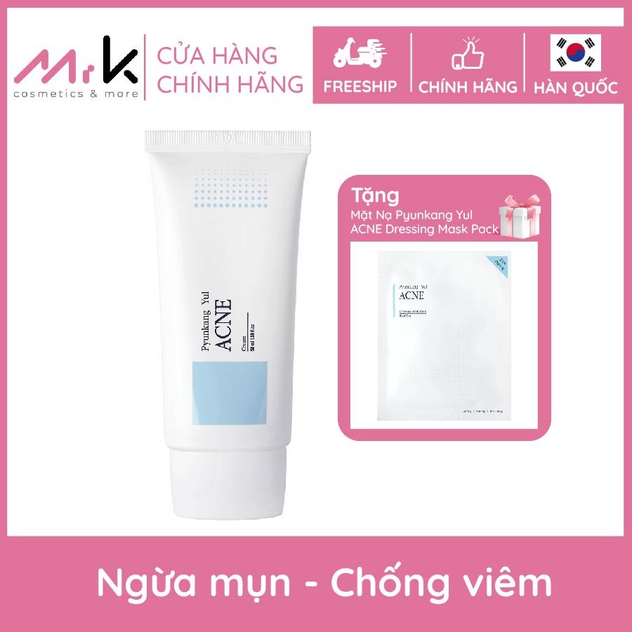 Combo dành cho da mụn với Kem Pyunkang Yul ACNE Cream tặng kèm Mặt Nạ Pyunkang Yul ACNE Dressing Mask Pack chính hãng Hàn Quốc