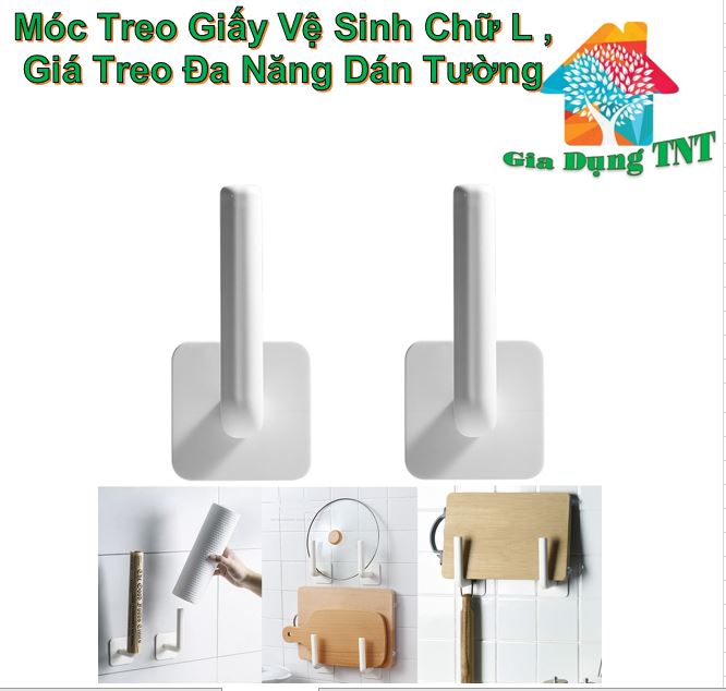 Móc treo giấy vệ sinh chữ L, giá treo đa năng