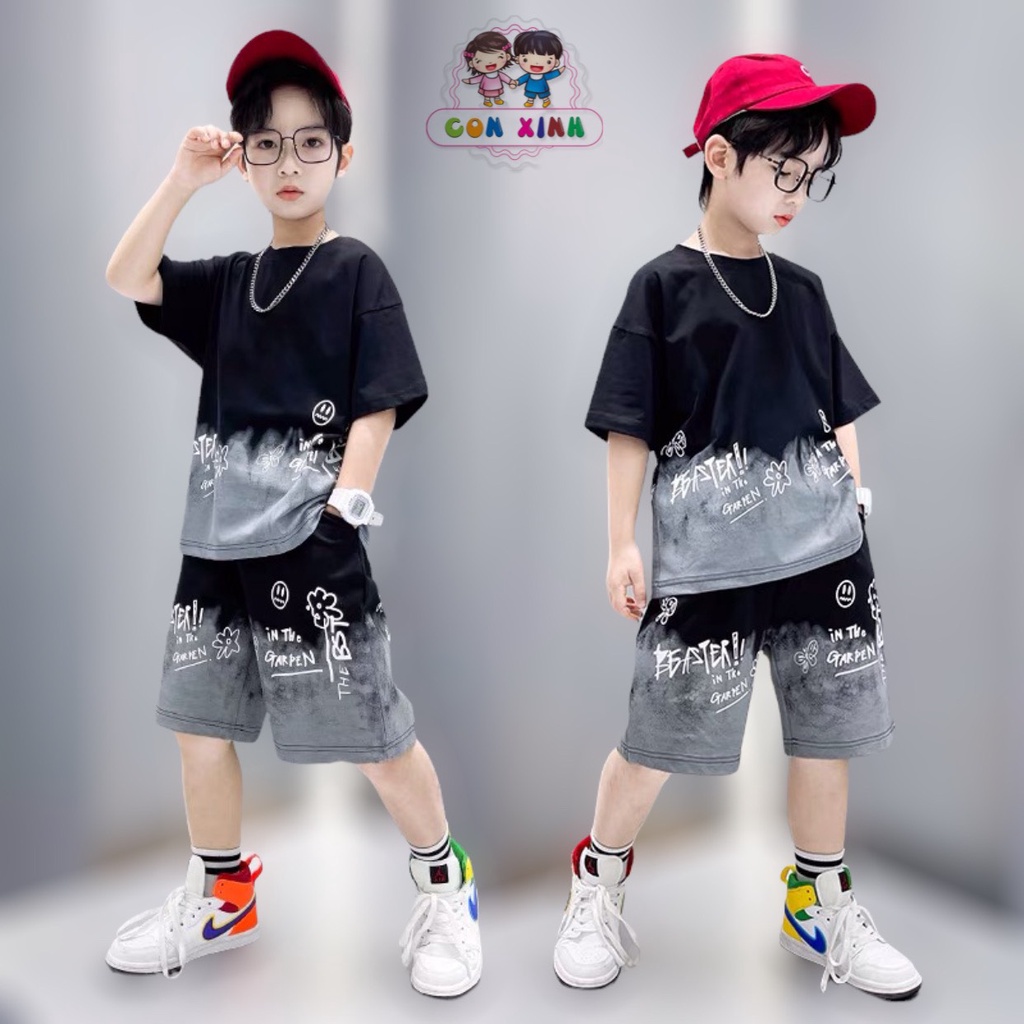 HOÀN TIỀN 15% - Đồ bộ bé trai Con Xinh cotton in loang IN GARDEN thời trang mùa hè dành cho bé trai từ 14 đến 45kg