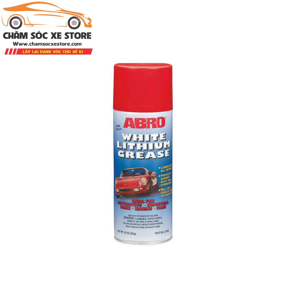 Chai xịt mỡ bò dạng nước abro white lithium grease 284gr chamsocxestore