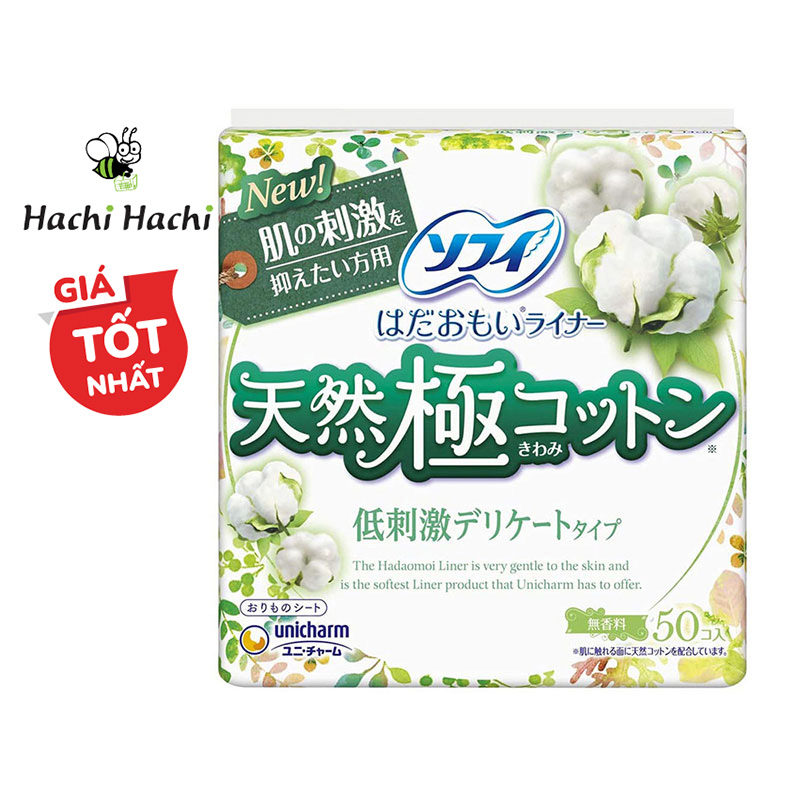 Băng vệ sinh hàng ngày Unicharm Sofy Natural Cotton 50 miếng - Hachi Hachi