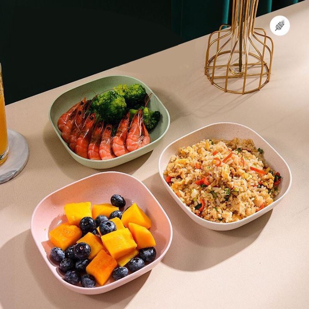 [Combo 8] Đĩa Lúa Mạch Vuông 15 Cm Chất Liệu Nhựa Lúa Mạch Sinh Học An Toàn Cho Sức Khoẻ