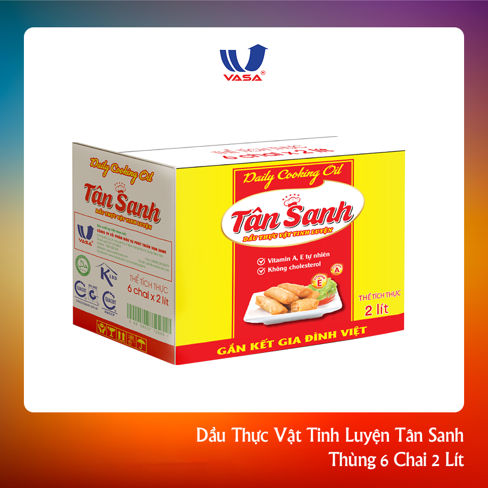 Thùng 6 Chai Dầu thực vật tinh luyện Tân Sanh 2L