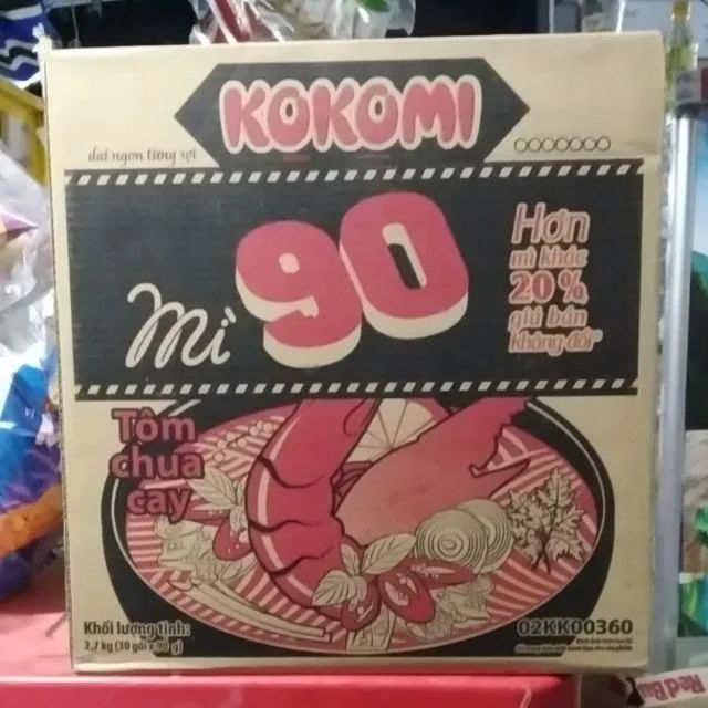 Thùng 30 gói mì Kokomi 90 tôm chua cay 90g