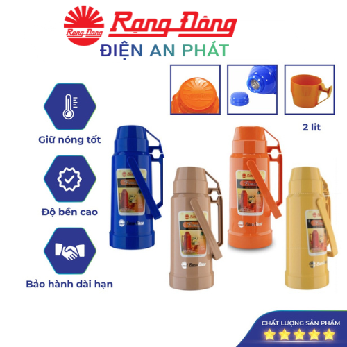 Phích nước rạng đông 2 lit, bình thuỷ giữ nhiệt đựng nước nóng, model rd 2035 n10.e