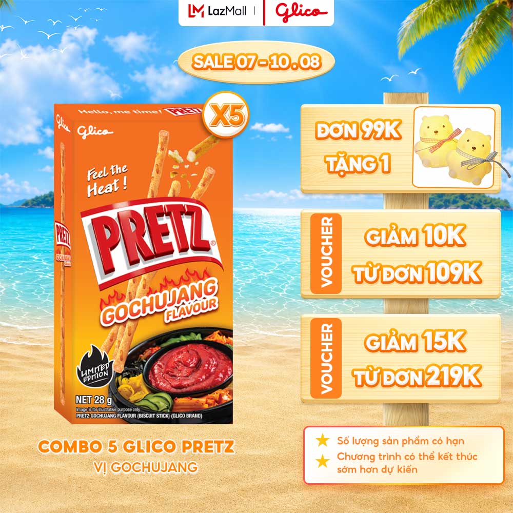 Combo 5 Hộp Bánh Que Snack Nướng Giòn PRETZ SPICY BUMB Vị Cay GOCHUJANG - 28G/Hộp