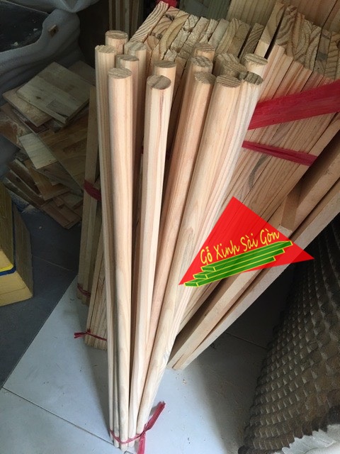 Thanh gỗ tròn dài 1m, đường kính 2cm, cứng chắc dùng trang trí, decored